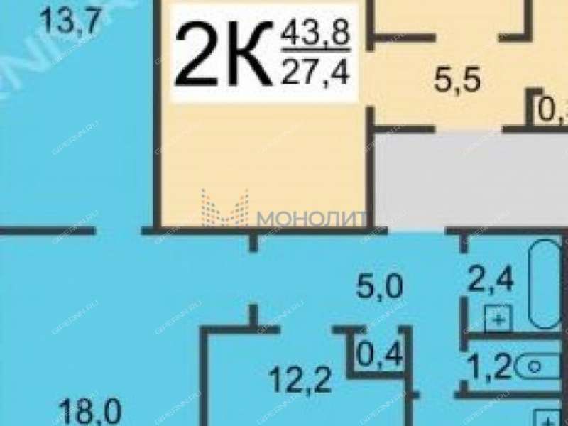 трёхкомнатная квартира на Мещерском бульваре дом 2
