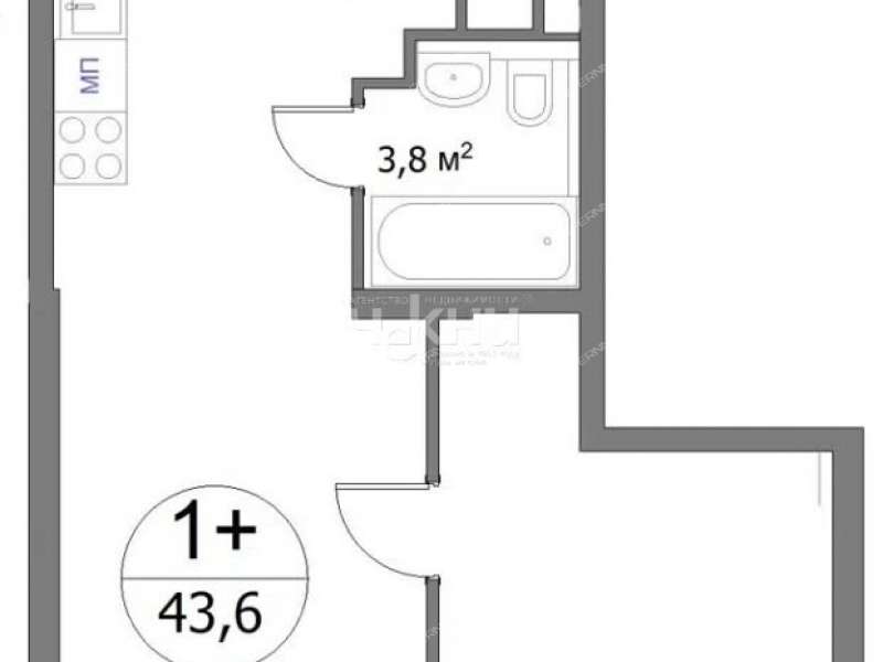 однокомнатная квартира в новостройке на улице Сергея Акимова