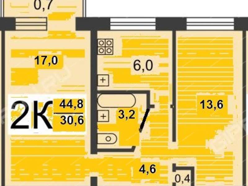 двухкомнатная квартира на улице Федосеенко дом 29
