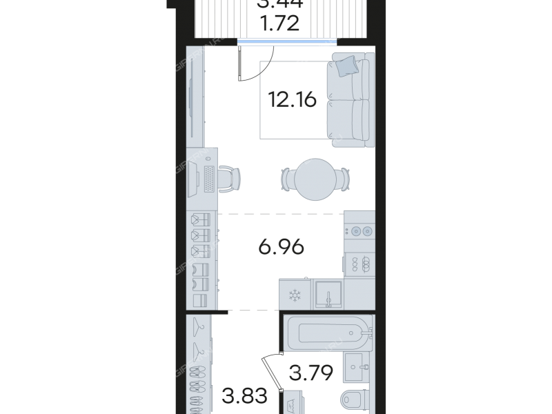 квартира-студия в новостройке на  ул. Гаршина, д. 40, к1.1.5