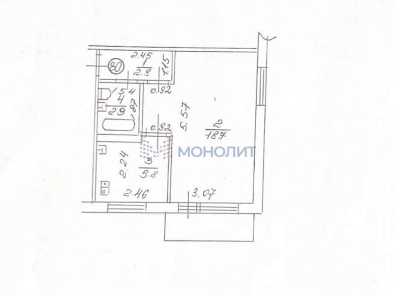 однокомнатная квартира на проспекте Циолковского дом 45 город Дзержинск
