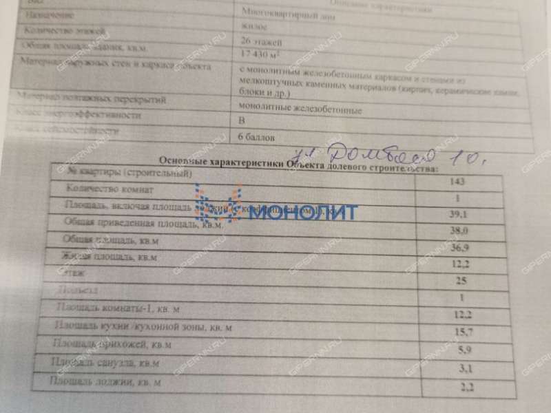 однокомнатная квартира на проспекте Героев Донбасса дом 10