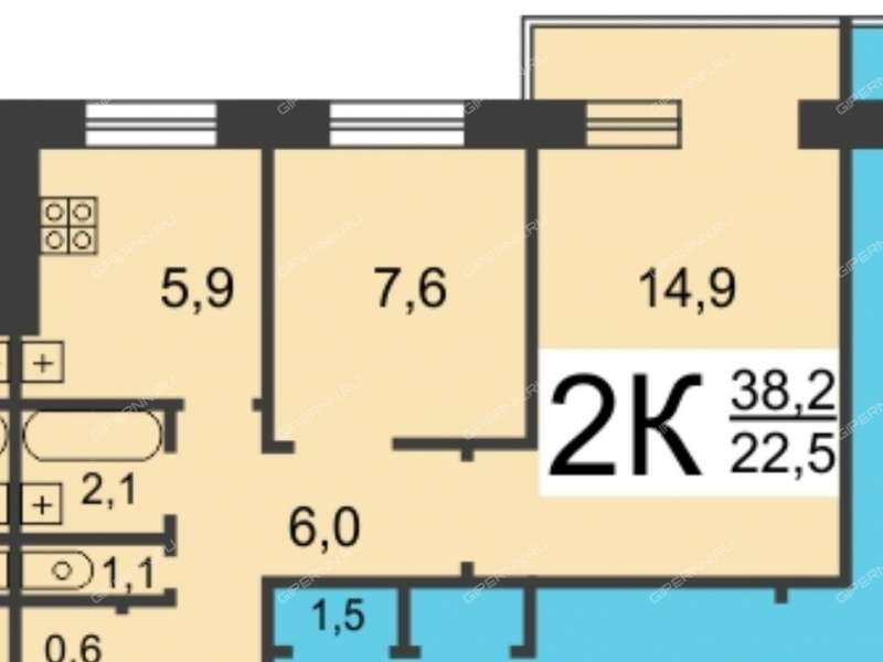 двухкомнатная квартира на проспекте Бусыгина дом 16