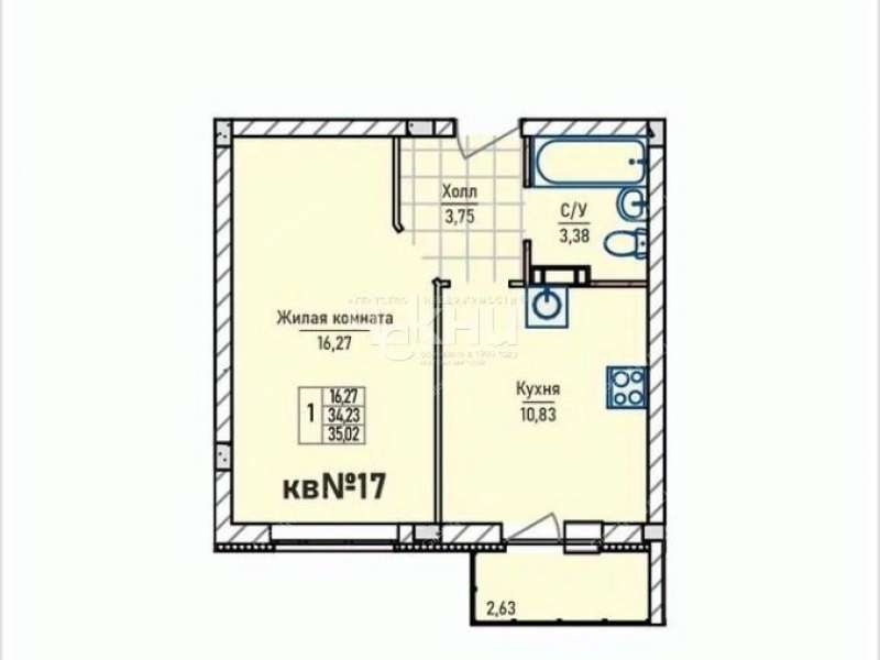 однокомнатная квартира в новостройке в Инженерном проезде